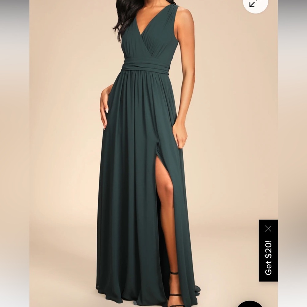NWT Lulus Thoughts of Hue Emerald Green Surplice Maxi Dress